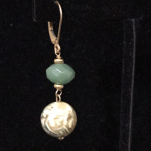 Earrings - 14k YG - Agate and Amazonite - Picture 2 of 9